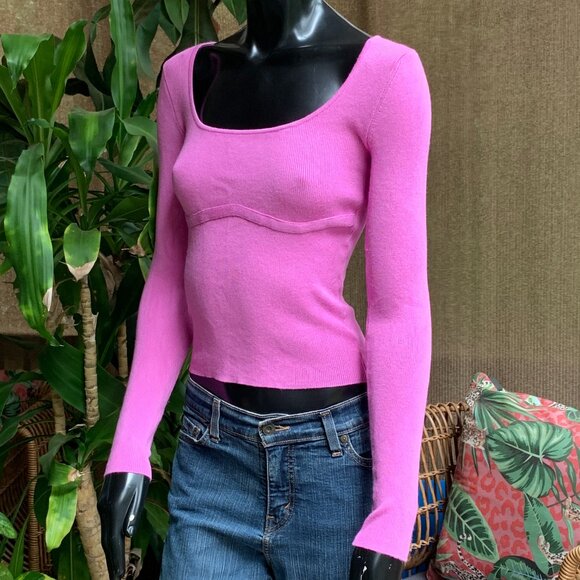 Pink Rose Long Sleeve Bodycon Pullover Top Sz XS - Picture 3 of 14